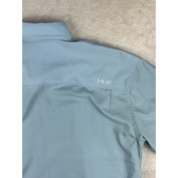 Huk Performance Fishing Shirt Mens XL Blue Short Sleeve Vented Lightweight - Picture 6 of 7